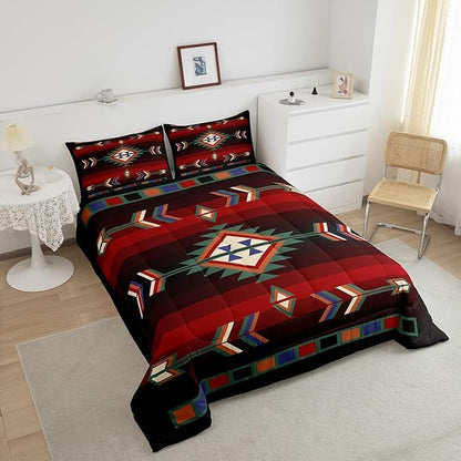 Erosebridal Farmhouse Geometric Comforter Set King Southwestern Tribal Bedding Set Vintage Western Aztec Bedding Comforter Sets for Kids Adults Rustic Farmhouse Cabin Lodge Quilt Duvet Home Decor
