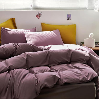 CLOTHKNOW Dusty Purple Full Size Comforter Sets 3Pcs Pale Mauve Bedding Comforter Sets Soft All Season Women Girls Comforter with 2 x Pillow Cases