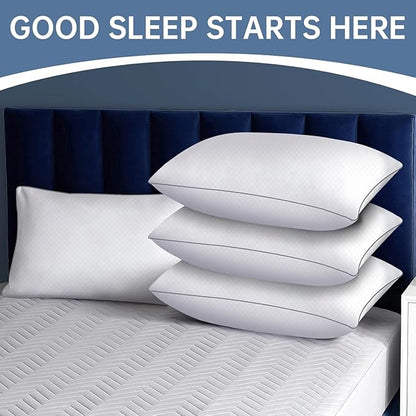 Bed Pillows for Sleeping Queen Size Set of 4, Down Alternative Filling, Fluff by Patting Pillows for Back, Stomach or Side Sleepers