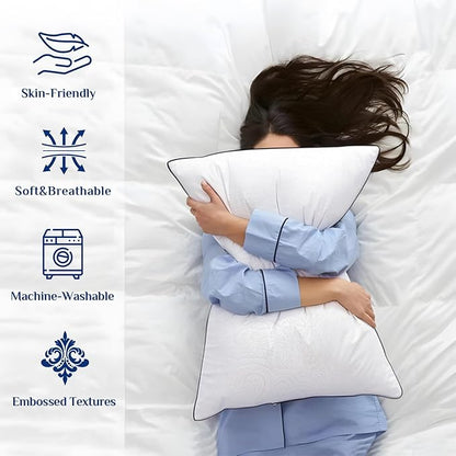JOLLYVOGUE King Size Pillows for Sleeping, Soft and Supportive Bed Pillows with Down Alternative Filling for Side and Back Sleepers, Hotel Collection
