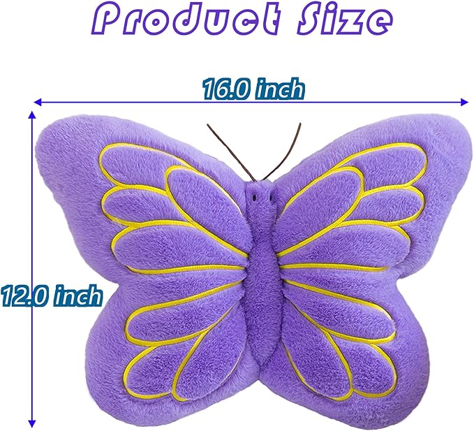 Butterfly Pillow Cute Butterfly Decorative Throw Pillows Cushion 16 x 12 inch for Women Room Home Garden Sofa Couch Purple