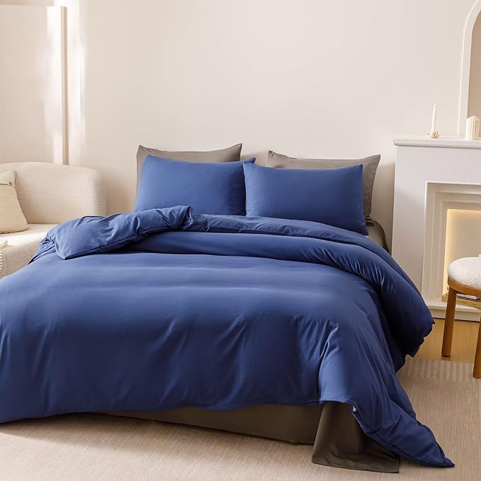 Cottonight Royal Blue Comforter Sets King Dark Blue Bedding Comforter King Size Quilts Blanket Ultra Soft Breathabe Solid Bedding Set for Women Men