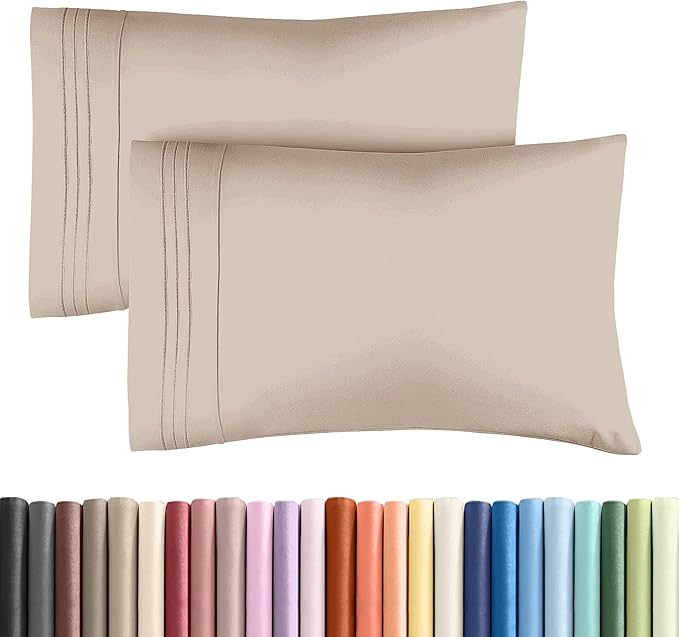 King Pillow Cases Set of 2 - Ultra Soft Hotel Quality Pillowcase Covers - Comfy, Cozy & Wrinkle Free - Shrinkage, Stain and Fade Resistant - Machine Washable Pillow Protectors - 2 Piece Set - Wheat