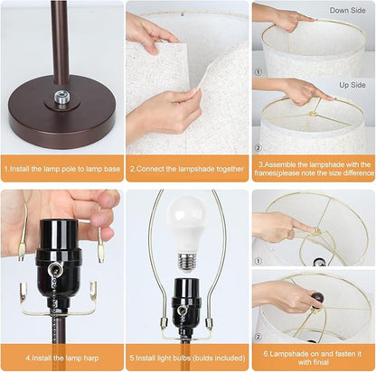 Table Lamps Set of 2, 22" to 30"Adjustable Height Bedside Lamps for Living Room 3 Color Temperatures Tall Nightstand Lamps Modern Brown Table Lamp for Bedroom Office End Table (Bulbs Included)