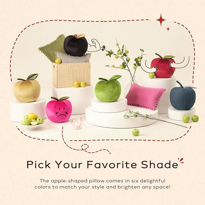 Ashler Apple Shaped Throw Pillow, Luxury Velvet Throw Pillow, Cute Apple-Shaped Cushion, Fun Home Decor for Sofa, Chair, Bedroom, Black, 11x9.5IN