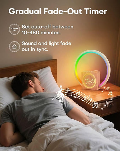 Sunrise Alarm Clock, White Noise Sound Machine for Bedrooms with 12 Color Ambient Nightlight, White Noise Machine with 30 Soothing Sounds, Gifts for Adults, Kids, Couples, Friends, Valentine