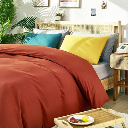 CLOTHKNOW Burnt Orange Full Comforter Set 3Pcs Rust Bedding Comforter Sets Soft Terracotta Comforter Caramel Comforter with 2 x Pillowcases