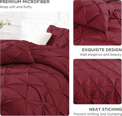 Andency Burgundy Comforter Set Twin XL(68x92Inch), 2 Pieces Comforter for Girls Kids, Soft Microfiber Pinch Pleat Comforter Set, All Season Lightweight Bedding Set