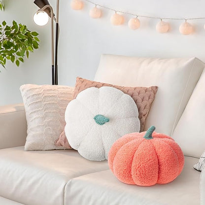 Kajaia 1 Pcs Pumpkin Pillow Plush 11 x 9.5 Inch 3D Cushion Fall Decorations Simulated Stuffed Throw Pillows for Halloween Thanksgiving Bedroom Sofa Couch Supplies (Pink)