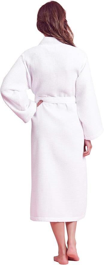 Luxurious Bathrobe for Women - Soft & Absorbent - Lightweigh & Comfort - Long & Kimono - Waffle & Cotton - Hotel/Spa Robe