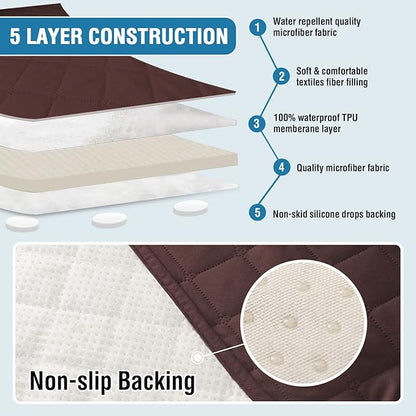 H.VERSAILTEX Couch Cover for Dogs Washable 100% Waterproof Sofa Cushion Cover Dog Bed Cover Non-Slip Pet Blanket for Sofa Cushion Protector, 35" x 82", Brown