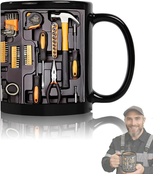Mechanic Toolbox Mug, Tool Kit Mug 12 Oz for Coffee Milk, Toolbox Coffee Mug for Mechanic Car Lovers Creative Design Ceramic Mug