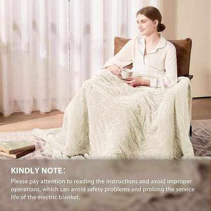 Homemate Electric Heated Blanket Full Size - 72"x84" Heating Blanket Full Size 1/2/4/6/8 Hours Auto-Off 10 Heat Level Over-Heat Protection Soft Flannel Sherpa ETL Certification