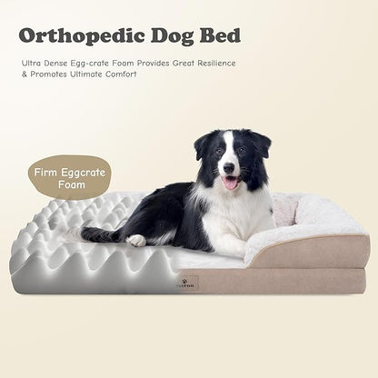XL Orthopedic Dog Beds Large Sized Dog - Washable Large Dog Cat Bed Waterproof, Comfort Dogs Couch Sofa with Washable Removable Cover, Pet Bed with Nonskid Bottom, Beige, 48"