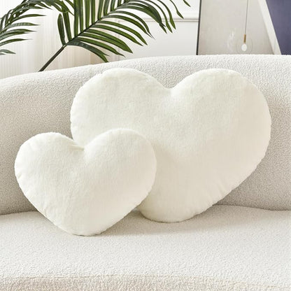 Petrella Heart Pillow Cute Fuzzy Pillows Throw Pillows for Bed Livingroom Home Decor Cushion Decorative Aesthetic Preppy Pillows White,Large 19"x15"