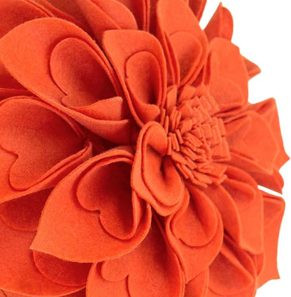 Fennco Styles Handmade 3D Heart-Shaped Petals Flower Decorative Filled Throw Pillow 13" Round - Terracotta Floral Pillow for Couch, Home Décor and Holiday, Housewarming Gift
