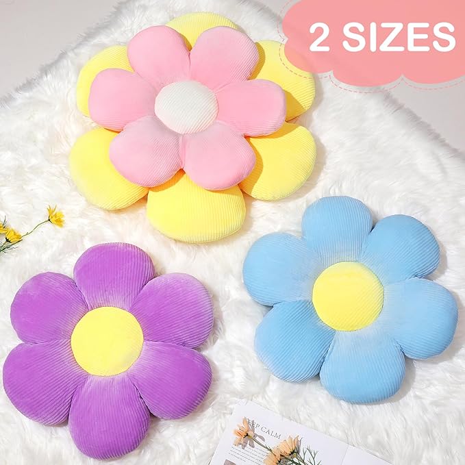 Six Petal Flower Pillow,Soft Flower Shaped Throw Pillows Cushion Seating for Home Decorative Cute Daisy Throw Pillow for Bed Sofa Couch (Yellow,15.7'')