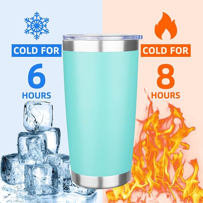 20oz Tumbler with Lid Stainless Steel Insulated Tumblers Travel Coffee Tumbler Bulk Double Wall Vacuum Insulated Water Cup Christmas Gifts for Women Men Her Him Home Office (Teal, 4pack)
