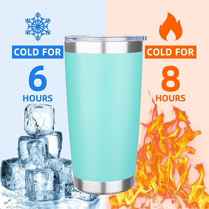 20oz Tumbler with Lid Stainless Steel Insulated Tumblers Travel Coffee Tumbler Bulk Double Wall Vacuum Insulated Water Cup Christmas Gifts for Women Men Her Him Home Office (Teal, 6pack)
