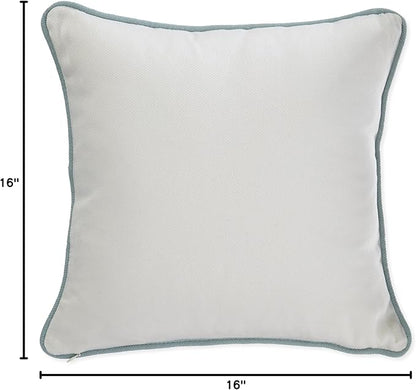 Harbor House Modern Design Decorative Pillow Hypoallergenic Sofa Cushion Lumbar, Back Support, Square 16" x 16", Coastline, Cotton Blue