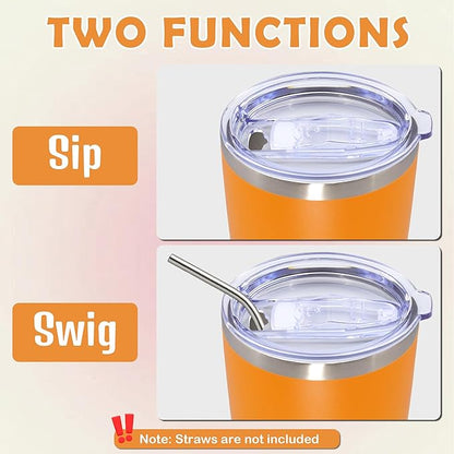 20oz Tumbler Bulk Stainless Steel Tumbler Cup with Lid Vacuum Insulated Double Wall Travel Mug, Durable Powder Coated Travel Coffee Tumbler Mug for Hot & Cold Drinks, Orange,8 Pack