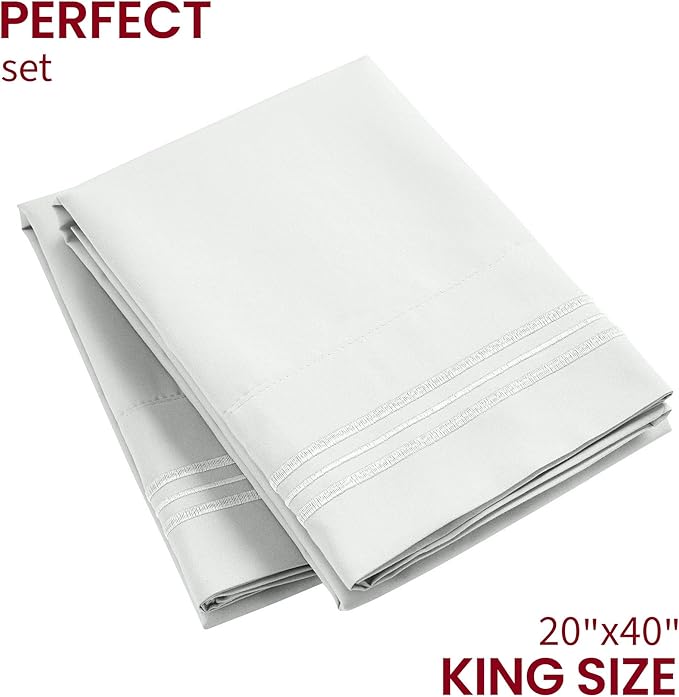 Mellanni Pillow Cases - Luxury, Extra Soft, Cooling Pillow Covers - 2 PC Iconic Collection Pillowcases - Envelope Closure (King 20" x 40", Ivory)