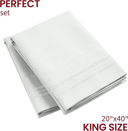 Mellanni Pillow Cases - Luxury, Extra Soft, Cooling Pillow Covers - 2 PC Iconic Collection Pillowcases - Envelope Closure (King 20" x 40", Ivory)