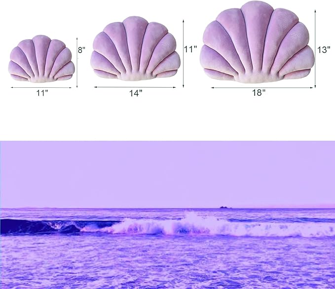 YRXRUS Shell Throw Pillows, Light Purple Shell Shaped Pillow, Small Cute Seashell Decorative Pillow Ocean Series Cushion for Bedroom Living Kids Room Gifts Pillow 11 X 8 Inch