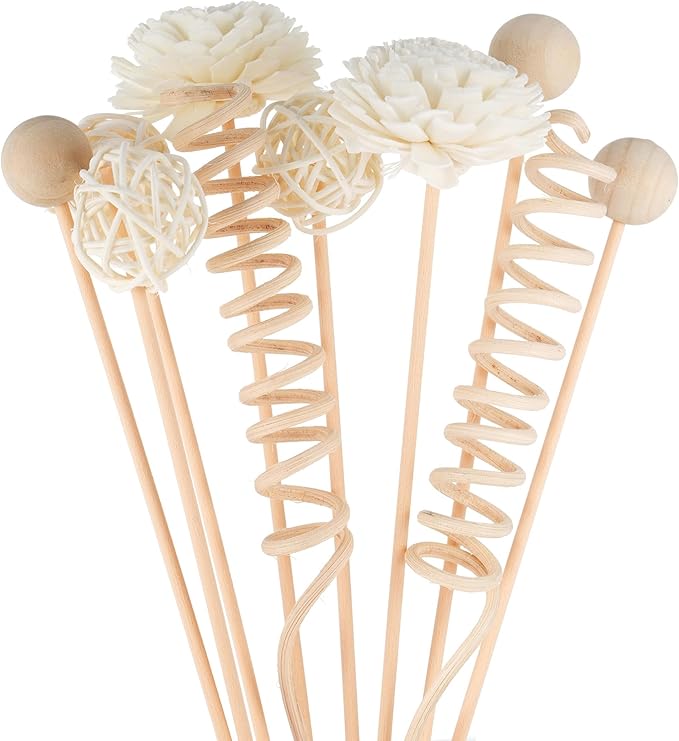 Reed Diffuser Stick,WUTAOBON 10Pcs 10Inch Natural Rattan Flower Reed Fragrance Diffuser Set, Fragrance Diffuser Replacement Rattan Sticks Home Decor (Primary Color)
