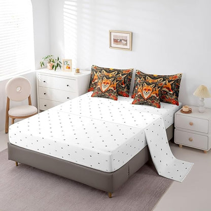 Feelyou Sun Moon Bed in a Bag with Comforter, Twin Size 7Pcs Boho Exotic Fox Bedding Set with Comforter, Astrology Space Comforter Women Men Teens Ultra Soft Decor Bohemian Wild Animals Room Decor