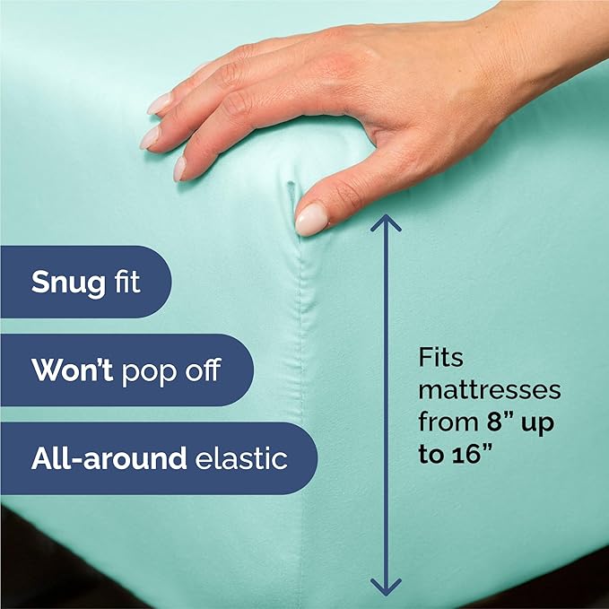 King 6 Piece Sheet Set - Comfy Breathable & Cooling - Ultra Soft Hotel Luxury Bedding Set w/ 8-16 Inch Deep Pockets - 1 Flat & 1 Fitted Sheet & 4 Pillowcases - Wrinkle Free and Easy Care - Spa Blue