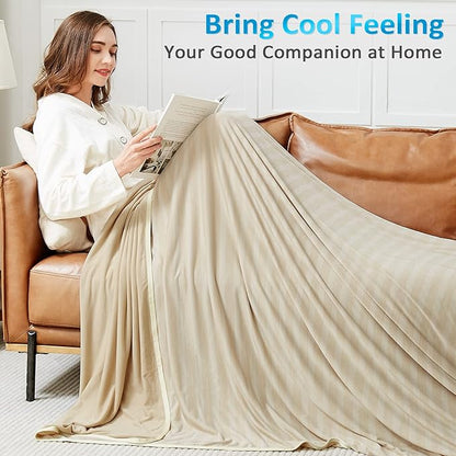 Guohaoi Cooling Blanket (90"x108"King Size) for Hot Sleepers,Absorbs Heat to Keep Body Cool for Night Sweats,100% Oeko-Tex Certified Cool Fiber,Breathable,Comfortable,All-Season.