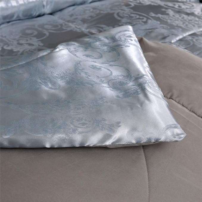 Grey Queen Size Comforter Sets All Season Silver Bedding Lightweight Comforter for Queen Bed Silk Quilt Microfiber Comforter Set Blanket Matching 2 Pillow Shams (Full/Queen, 88x88 inches)