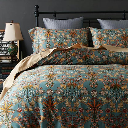 mixinni Twin XL Size Boho Comforter Set 3 PC - Fluffy Lightweight All Season Bedding with Vibrant Colored Flower Print, Includes 2 Pillowcases, Farmhouse Chic Style Bedding Set