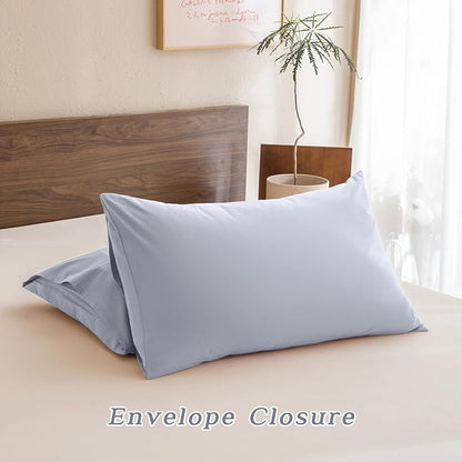 CozyTide Cotton Queen Comforter Set,Light Blue Soft Fluffy Bedding Comforter & Set,3 Pieces Lightweight Fluffy Aesthetic Boho Queen Bedding Set