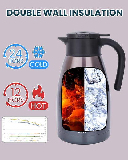 GiNT 2.2L / 74Oz Thermal Coffee Carafe, Insulated Stainless Steel Coffee Carafes for Keeping Hot/Double Walled Vacuum Thermal Carafe (Purple)