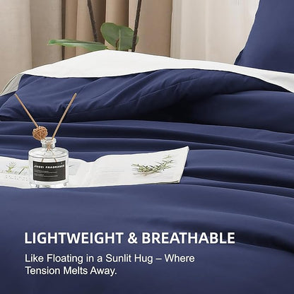 Litanika Twin XL Comforter Set Indigo Blue - 2 Pieces Extra Long Bed Set for College Dorm, All Season Bedding Set for Girls and Boys