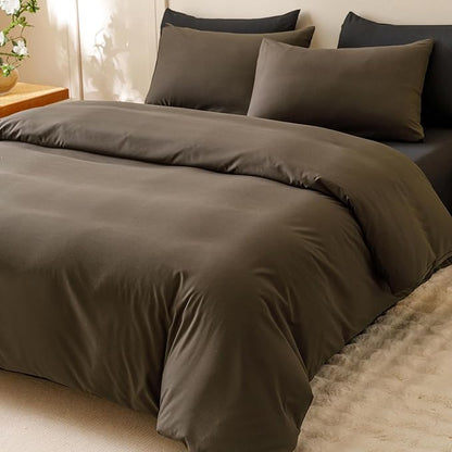 CLOTHKNOW Brown Queen Comforter Set Chestnut Brown Bedding Comforter Sets Dark Brown Queen Comforter Soft Mocha Coffee Comforter with 2 x Pillow Cases