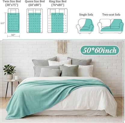 Kinlop Fleece Blanket Bulk 60 x 50 Inch Soft Lightweight Fleece Cozy Blanket Warm Throw Plush Pet Throw for Bed Couch Sofa Home Office Wedding Gifts Travel Camping(Blue Green)