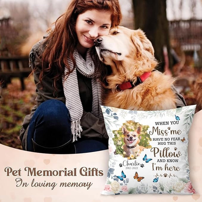 Personalized Pet Photo Memorial Throw Pillow (Insert Included), Pet Loss Gifts Sympathy Gift For Pet, Dog Memorial Gift For Loss Of Dog, Photo Pillow, Pillow Case Cover, Pet Pillows Photo Pillow