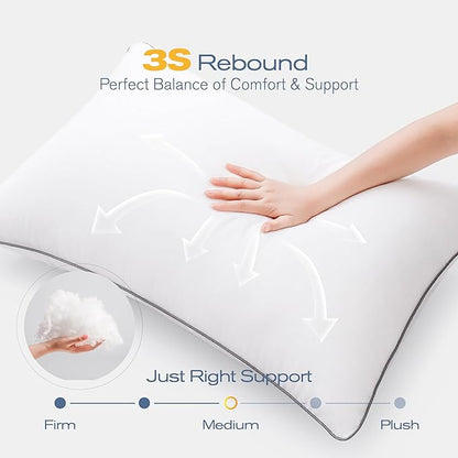 King Size Pillows Set of 2, Ultra Thick Down Alternative Bed Pillows,Cooling Hotel Quality King Size Pillows for Back, Stomach or Side Sleepers,Machine Washable(White,2 Pack)