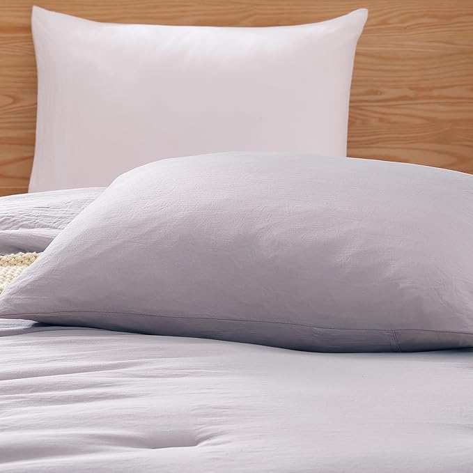 WRENSONGE Twin/Twin XL Comforter Set - 2 Pieces Lilac Comforter Prewashed Soft Lightweight for All Seasons,Fluffy Down Alternative Twin XL Comforter with 1 Pillow Sham