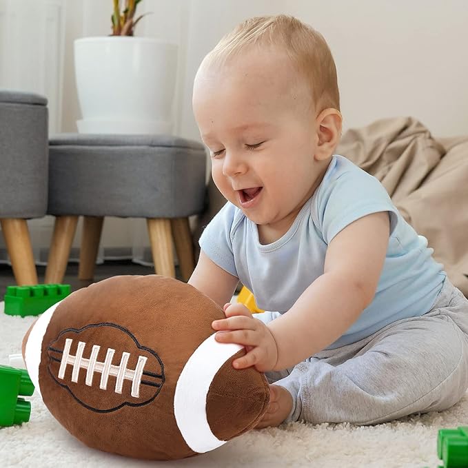 HyDren 2 Pcs Football Plush Pillows - 12" Soft Fluffy Football Pillows Stuffed Footballs Throw Pillow Sports Ball Throw Pillow for Kids Boys Girls Bedroom Nursery Room Decoration Birthday Party Gift