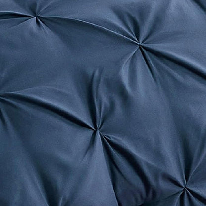 Bedsure Twin Comforter Set Navy - Bed in a Bag Twin Size Bedding 5 Pieces, GentleSoft™ Pintuck Bed Set Gift for Family, Pinch Pleat Navy Comforter with Sheets, Pillowcase & Sham