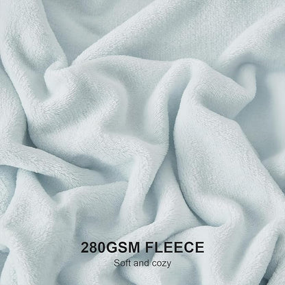 Hansleep Fleece Ice Blue Throw Blanket, Super Soft Flannel Fuzzy Plush Cozy Blanket for All Seasons, Ice Blue, Throw 50x60 Inches
