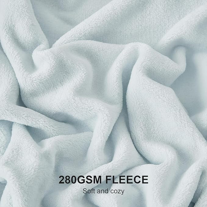 Hansleep Fleece Ice Blue King Blanket, Super Soft Flannel Fuzzy Plush Cozy Blanket for All Seasons, Ice Blue, King 90x108 Inches