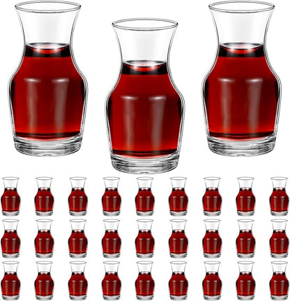 30 Pack Single Serving Wine Carafe Glass Small Mini Carafe Individual Wine Refill Decanter for Dinner Parties Tastings Bars Restaurants (6.5 oz)