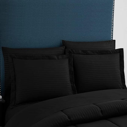 8 Piece Comforter Set Bag with Dobby Stripe Design (Pack of 3)
