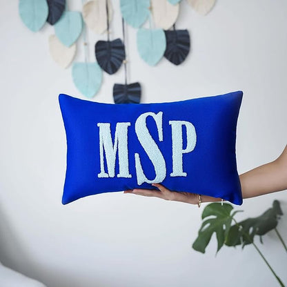mia'spillow lab Wedding Monogram Punch Needle Embroidery Pillow, Custom Letter Monogram Pillow, Personalized Couple Gift Idea, Lumbar Pillow, Couple Cushion