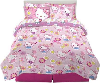 Hello Kitty Kids Bedding Super Soft Comforter and Sheet Set with Sham, 7 Piece Queen Size, (Officially Licensed Product) by Franco